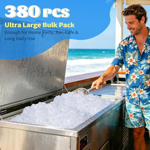 Transparent Square Reusable Ice Cubes - 380 Pack for Drinks & Cold Therapy