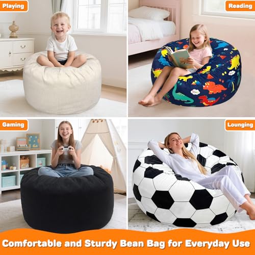 Soccer Bean Bag Chair for Kids Teens Adults - X-Large 30" Diameter Lounger