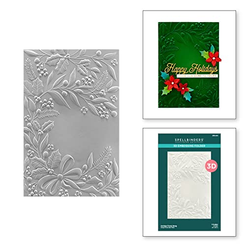 Spellbinders Holiday Floral Swag 3D Embossing Folder (E3D-041) Christmas Collection