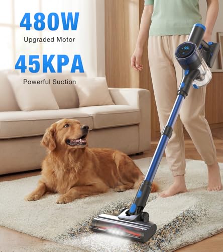 Cordless Stick Vacuum Cleaner 480W 45Kpa Suction LED Display Wall Mount