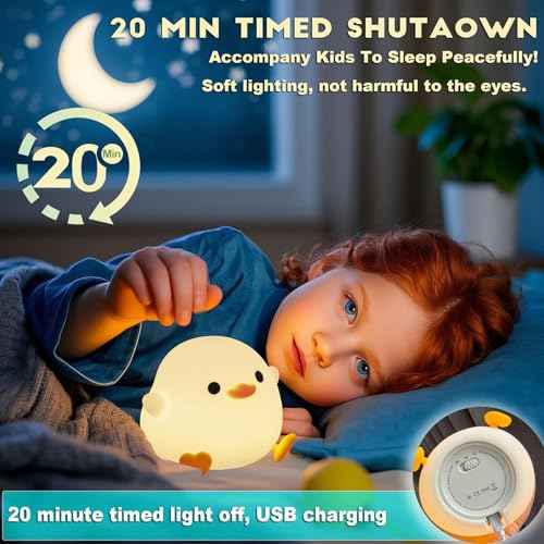 DREAMING MY DREAM Cute Duck Lamp,Do Do Duck Night Light,Silicone Squishy Nursery Bedside Lamp,USB Rechargeable Touch Table Lampfor Bedrooms, Living Room Decor Gift Toy