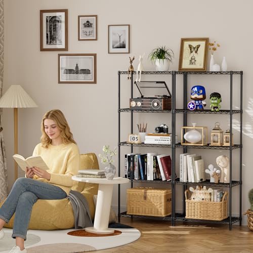 SINGAYE Black 5-Tier Wire Shelving Unit, 12x22x59 Inches, Adjustable Storage Shelf