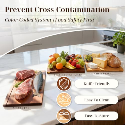 Wnfou Natural Wood Book-Shaped Cutting Board Set with Stand - Home Kitchen Decor