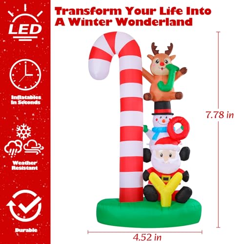 Aircity 8FT Giant Candy Cane Inflatable Christmas Outdoor Decor - Red-Candy Cane Variation