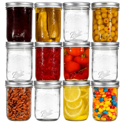 8 oz Mason Jars Pack of 12 with Airtight Lids and Jar Opener – Perfect for Canning & Storage