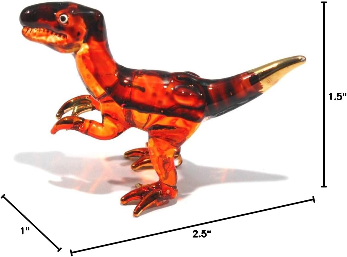 Handmade Mini T-Rex Blown Glass Art Figurine - Unique Jurassic Dinosaur Decor