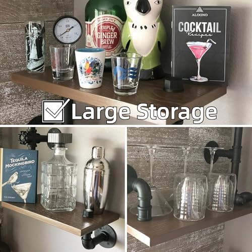 Industrial Pipe Shelves, Wall Ladder Shelving, Corner Wood Bookshelf