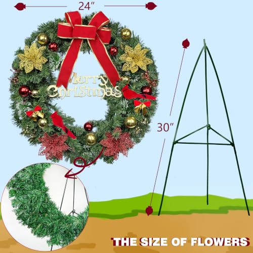Artificial Bow Cemetery Wreaths - Christmas Grave Decor- Easel