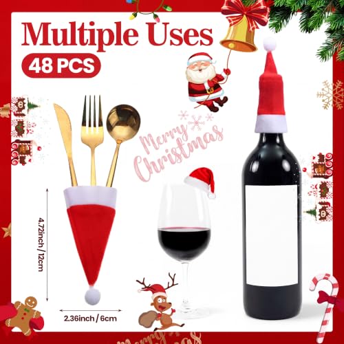 96 Pcs Christmas Chair Covers and Santa Hats Silverware Holders by Chumia