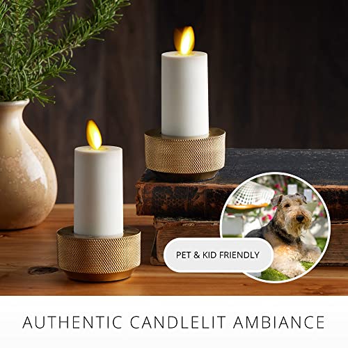 Ivory Flameless LED Votive Candles Set of 2 - Moving Flame, Timer, Remote Ready