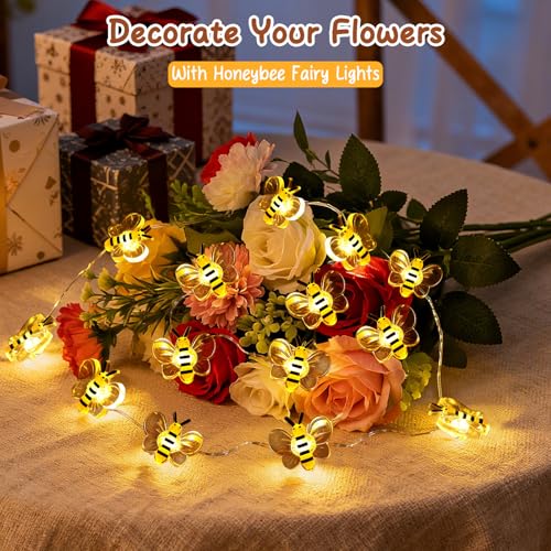 Coquimbo Bee Lights Room Decor, Christmas Gifts for Women Teen Girls Boys, 10ft 30 LED Cute Honey Bee String Fairy Lights Battery Operated, Bee Decorations for Bedroom Dorm Classroom Plants Wedding
