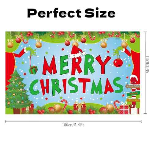 Large Merry Christmas Banner for Christmas Party Decorations, Family Gatherings, Photo Shoots and Holiday Decor for Kids Party Wall Banner