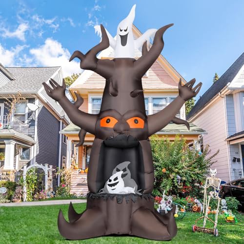 Inflatable Halloween Dead Tree with Ghosts & LED Lights Outdoor Decor - 9ft