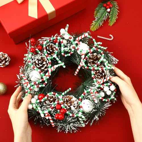 Jansun 13.14 Ft Christmas Tree Bead Garlands, Acrylic Cane Candy Christmas Beaded Garland Decoration for Christmas Tree Fireplace Wreath Ornaments Home Holiday Party Supplies£¨2 Pcs 6.57 ft£©