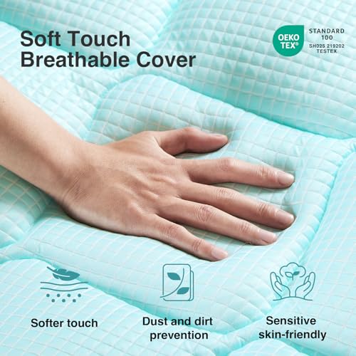 Blue 3-Inch Dual Layer Gel Cooling Memory Foam Mattress Topper Queen