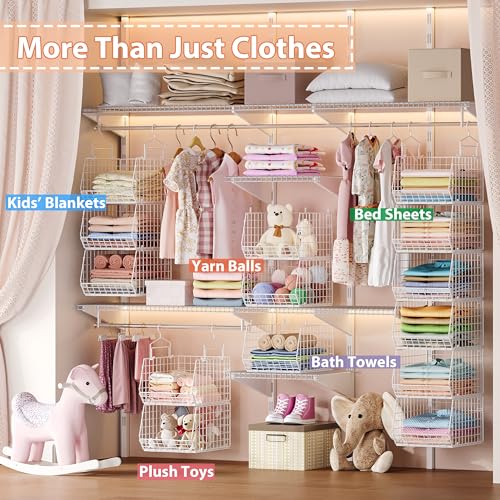 White 6-Tier Extended Depth Hanging Closet Organizer with Hooks - X-cosrack