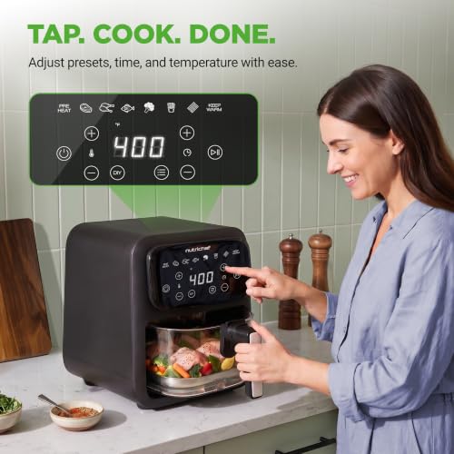 Glass Air Fryer 4.2QT with 9 Preset Modes, Transparent Cook Bowl, Timer & Temperature Control