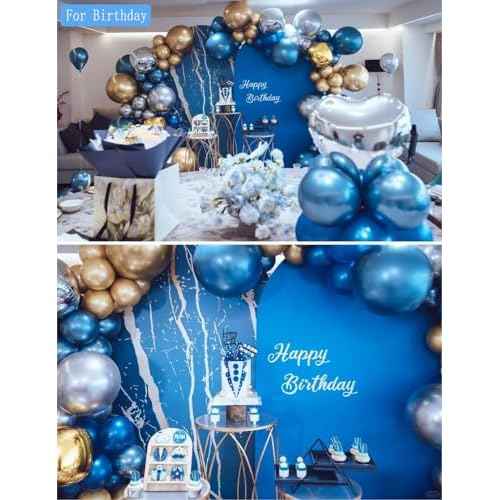 Chrome Metallic Blue Balloons 12 inch, 100 Pcs Latex Shiny Balloons for Graduation Halloween Wedding Birthday Baby Shower Christmas Party Decoration