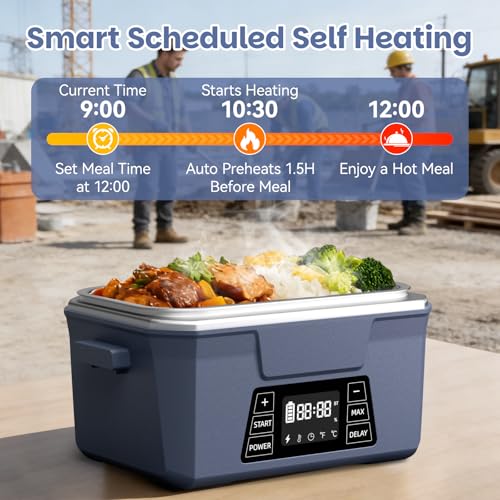 Akhia Blue Cordless Electric Lunch Box with APP Control, 9000mAh Battery, 3D Heating for Adults