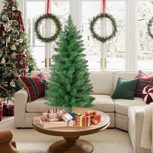 FLAGLY 3ft Artificial Christmas Tree - Green Mini Tabletop Pine with 4-Leg Base