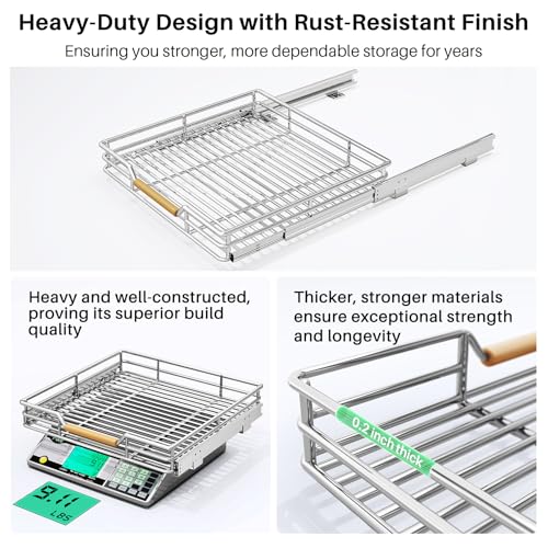 Chrome 21 x 21 Inch Heavy Duty Pull-Out Cabinet Organizer with Full-Extension Drawers