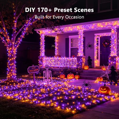 Brizled RGB Smart Halloween String Lights 100 LED 33 ft with Green Wire, Alexa/Google Compatible
