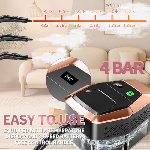 High-Pressure Handheld Steam Cleaner with Large Water Tank & Temp Display