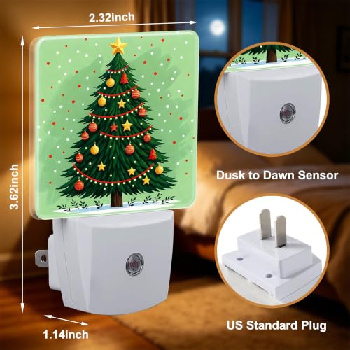 BouitoCD Christmas Tree Night Light Plug-In with Dusk-to-Dawn Sensor, Warm LED 0.5W