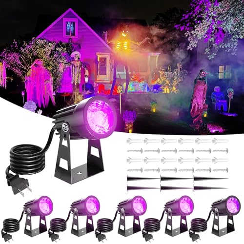 3W UV Black Light Spotlights 6-Pack for Halloween Parties & Outdoor Use