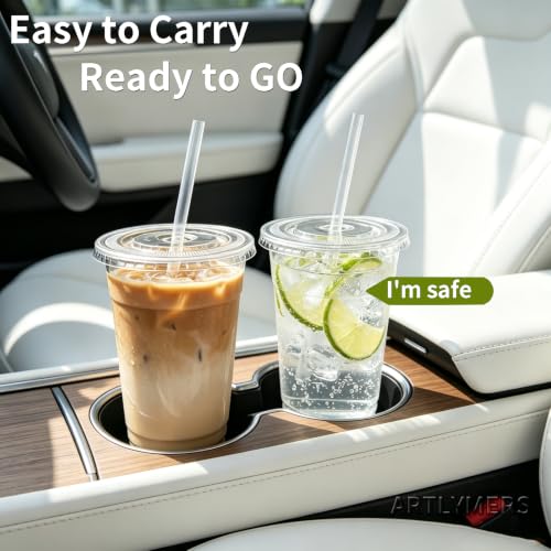 200 Pack 16 oz Plastic Cups with Lids and Straws - Leak-Proof Cold Drink Cups