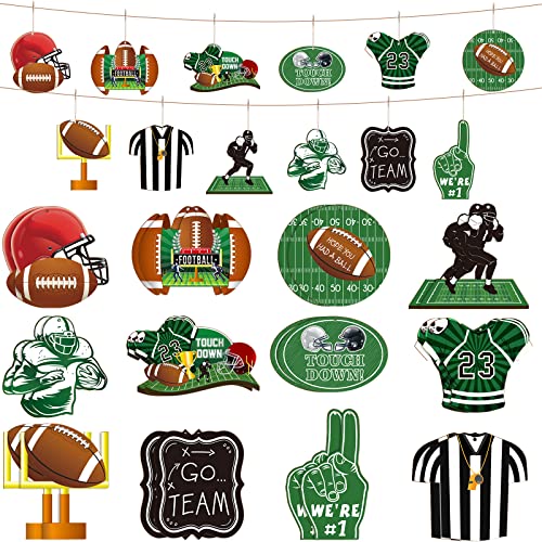Yulejo 24 Pieces Wooden Football Christmas Ornaments Hanging Decor DIY Crafts Party Favors