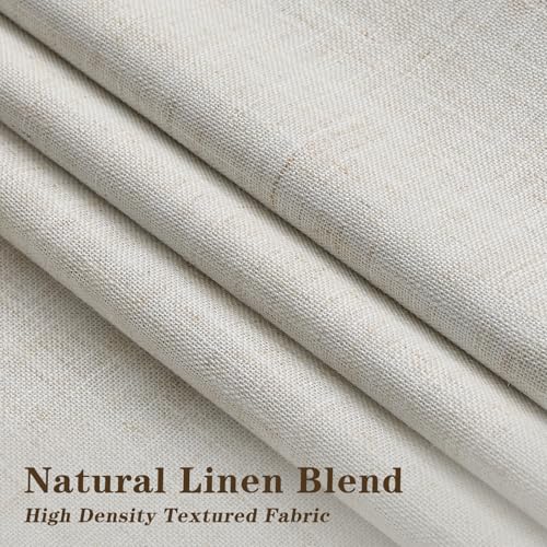 IVAPUPU Blackout Curtains 120 Inch Long, Pack of 2 - Natural Pinch Pleated Linen-Textured