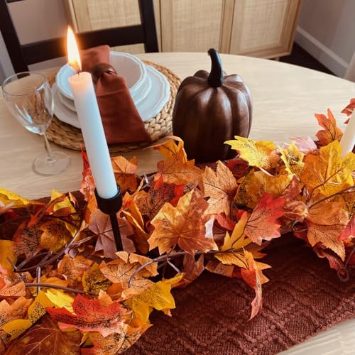 10 Pack Fall Leaf Garland - 59ft Artificial Maple Leaves for Thanksgiving & Home Decor