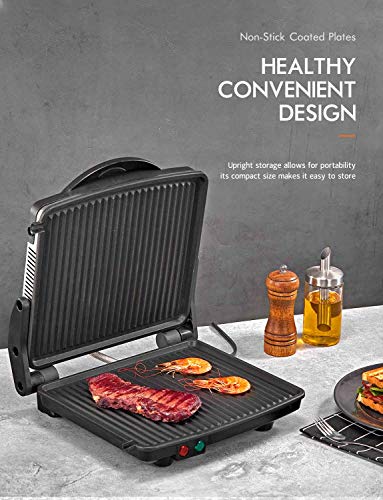 4-Slice Panini Press Grill with 180° Open Design and Nonstick Plates