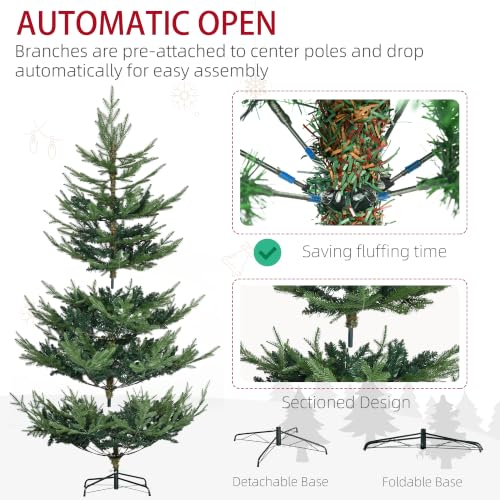 6 Foot Artificial Christmas Tree Nordic Pine Green - Full-Looking, Flame-Retardant, Easy Assembly