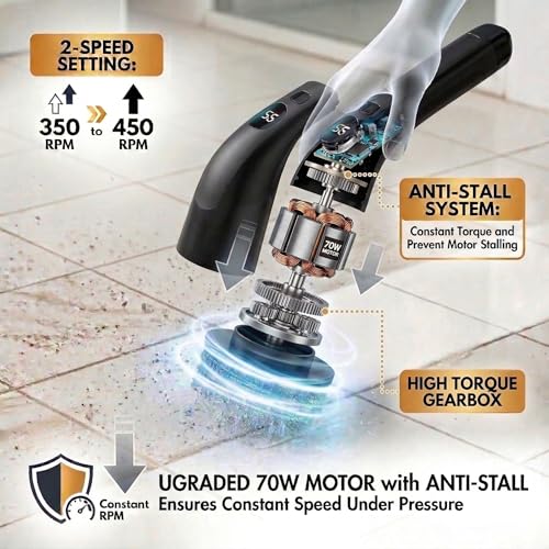 Electric Spin Scrubber Cordless Cleaning Brush with Long Handle - Dark Blue