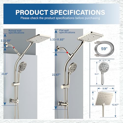 Rain Shower Head with Handheld High Pressure Rainfall Shower Combo - Brushed Nickel