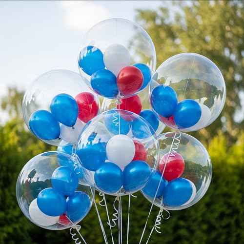 20pc Clear Bobo Balloons for Stuffing With Confetti, 20 inch Bubble Pool Ballons, Stretchable Plastic Balloons for Party, Birthday & Wedding, Boho, Under the Sea Decorations