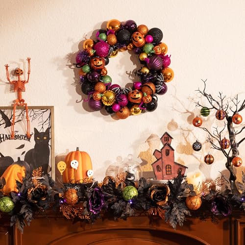 Valery Madelyn Halloween Pumpkin Wreath 20-Inch Front Door Decoration