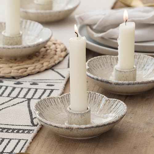 Ceramic Candlestick Holder£¬ Candle Holder for Taper Candles,Incense, Santo Palo, Halloween Christmas Wedding Parties, Dining Room Home Decoration Display - Camel