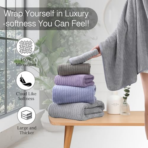 Hailea 18-Piece Family Bath Towel Set Grey - Ultra-Absorbent Quick Dry Towels