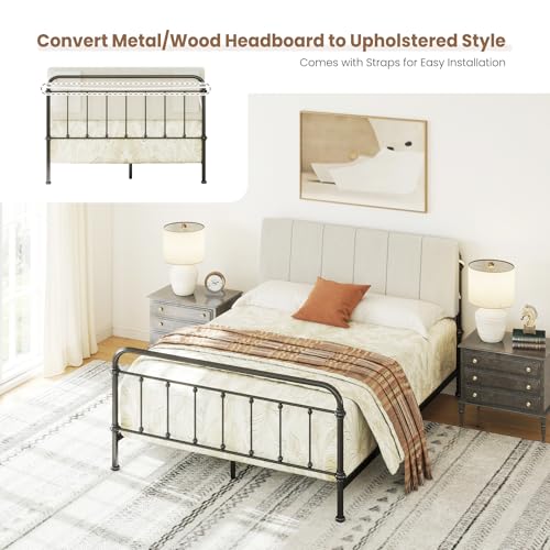 Full Size Headboard Beige - No Assembly Required, Compatible with Most Bed Frames