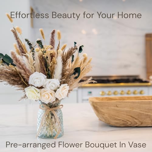 Artificial Flowers in Vase Pampas Bouquet - Dining Table Centerpiece