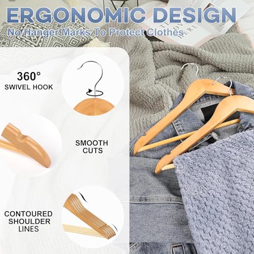 Heavy Duty Wooden Hangers 80 Pack - Coat & Jacket Clothes Organizers - Variation of THIS listing