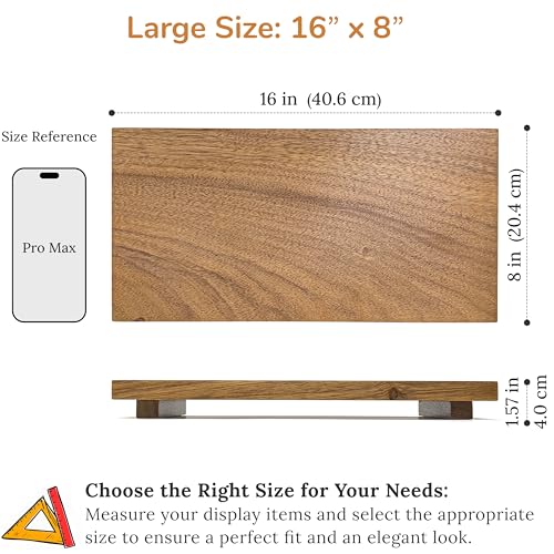 Large 16x8 Acacia Wood Riser Pedestal Stand for Kitchen Counter - Natural Solid Wood