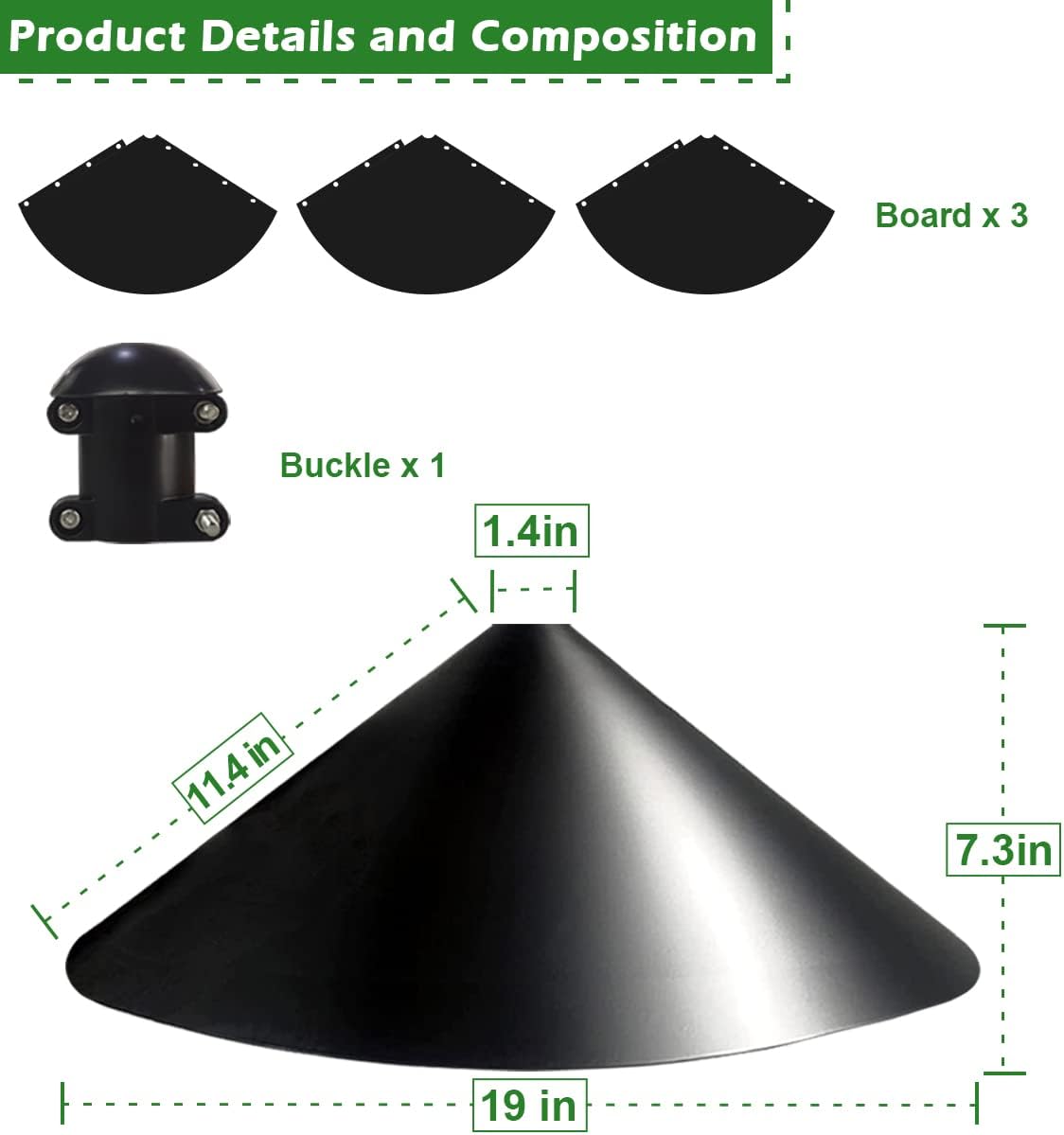 Skiennix 19-Inch Squirrel Proof Baffle - Protect Bird Feeders & Houses | Black, 1 Pack