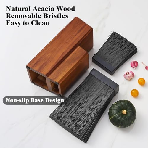 Brown 2-Tier Acacia Wood Knife Block Without Knives - Universal Organizer