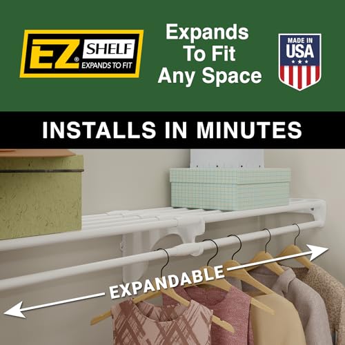 Expandable Closet Shelf with Hanging Rod - White, 28-48 inch Adjustable Storage Solution