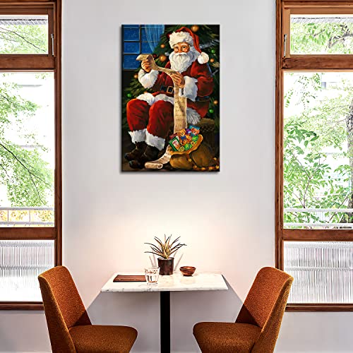 Santa Reading Wishes Christmas Wall Art — 24x36in Canvas Print