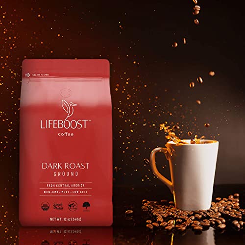 Organic Low Acid Ground Coffee - Dark Roast, 12oz, 3 Pack